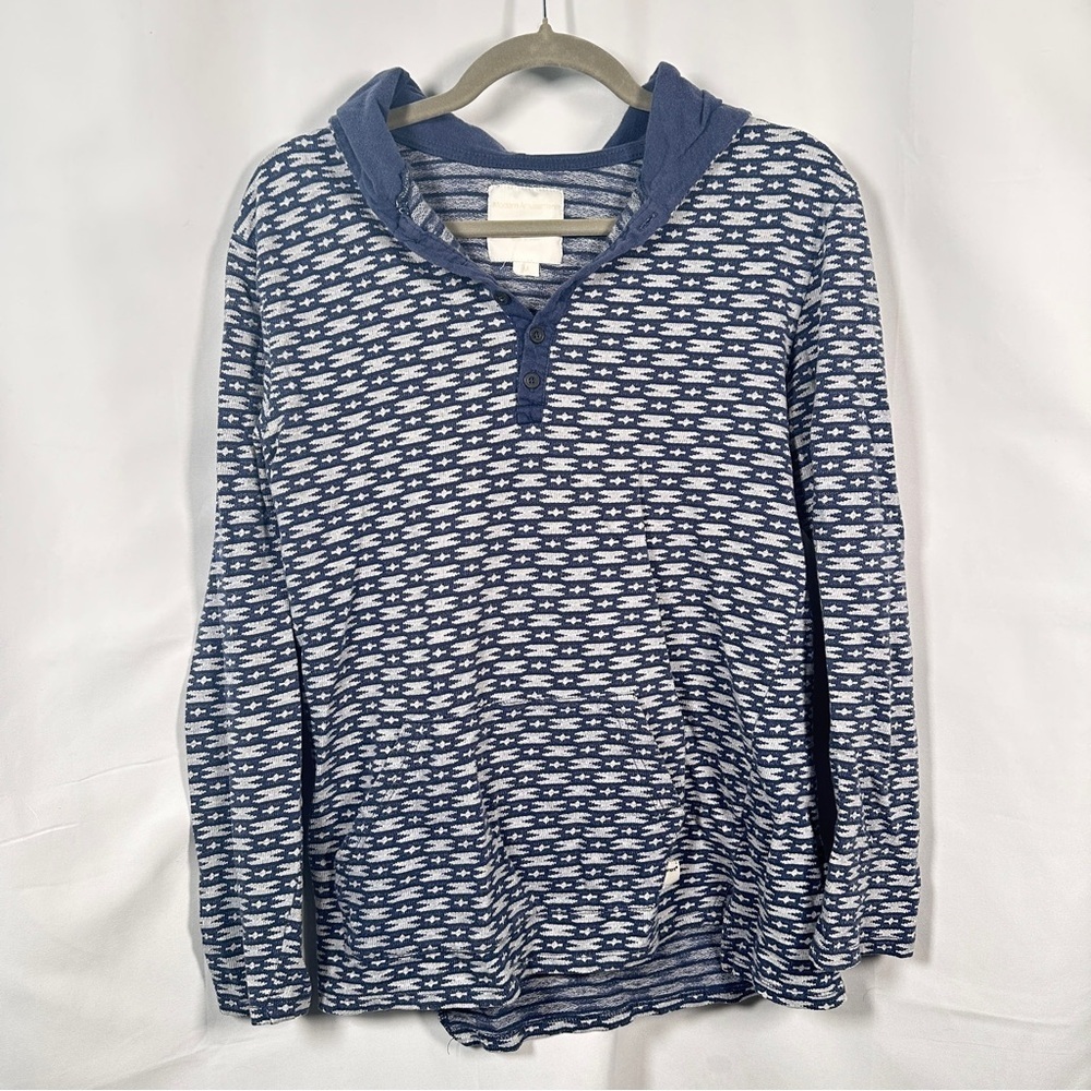 Modern Amusement Men’s Henley Hoodie — Blue Gray Pullover (M) — Streetwear
